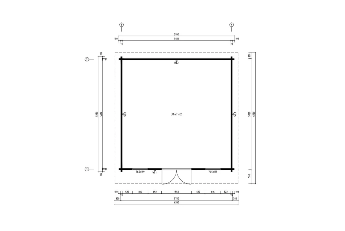 Chalet de jardin bois brut CANOPÉE 70 G - Toit monopente - 31,47 m² - Madriers 70 mm contrecollés