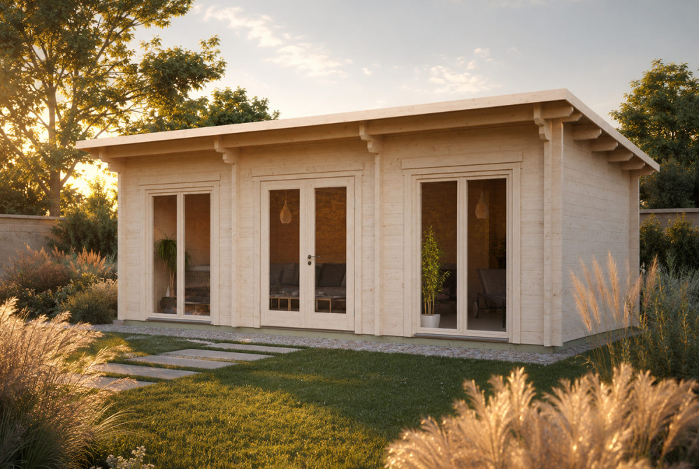 Chalet de jardin bois brut CANOPÉE 70 H - Toit monopente - 26,22 m² - Madriers 70 mm contrecollés