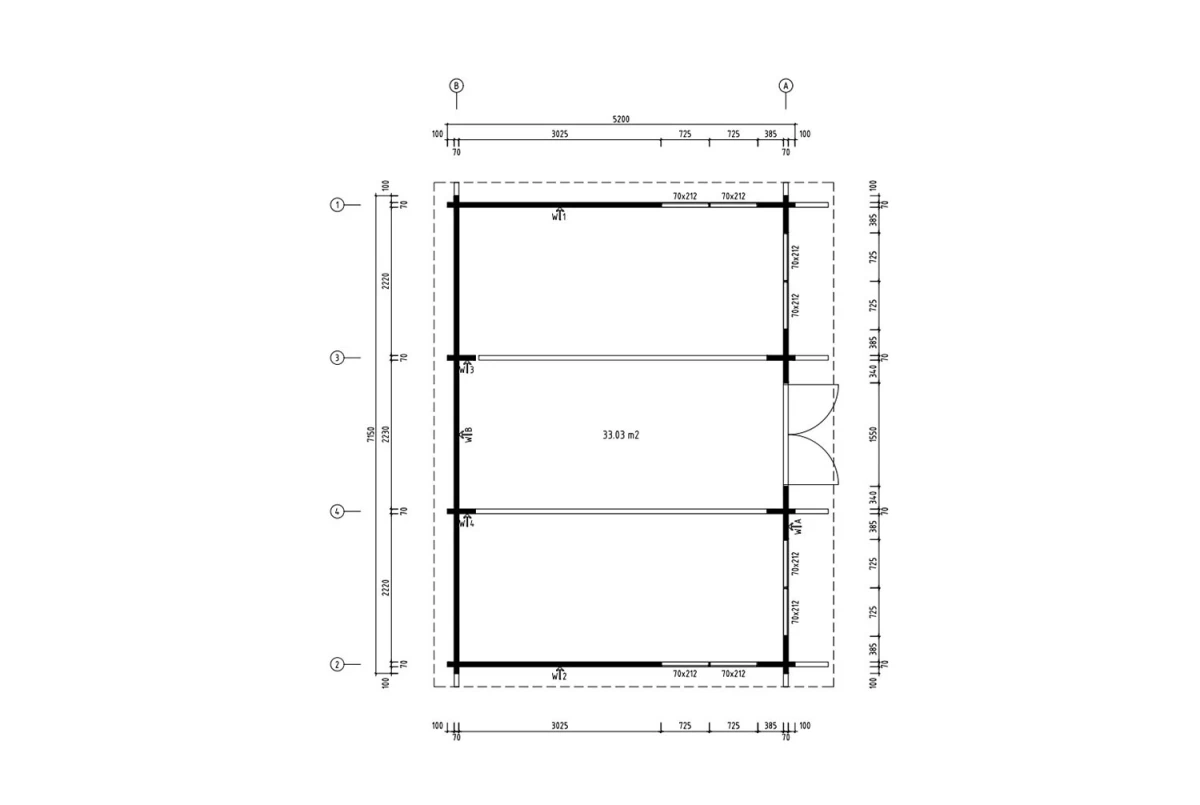 Chalet de jardin bois brut CANOPÉE 70 I - Toit monopente - 33,03 m² - Madriers 70 mm contrecollés