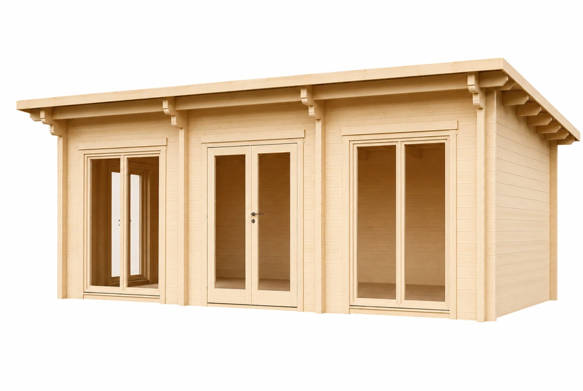 Chalet de jardin bois brut CANOPÉE 70 I - Toit monopente - 33,03 m² - Madriers 70 mm contrecollés