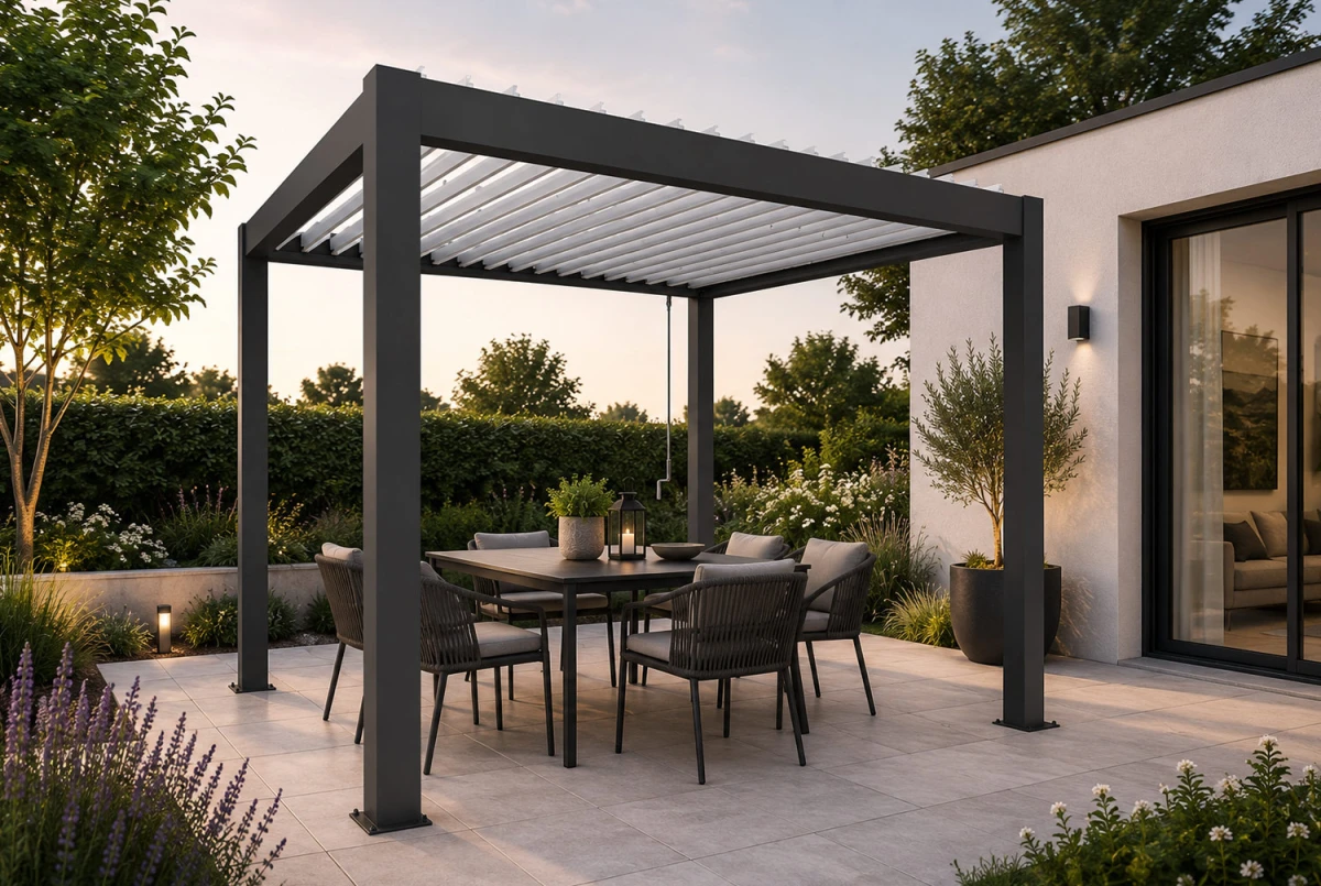 Pergola Biohort T. 3,5m x 3m – Acier Thermolaqué – Garantie 20 ans