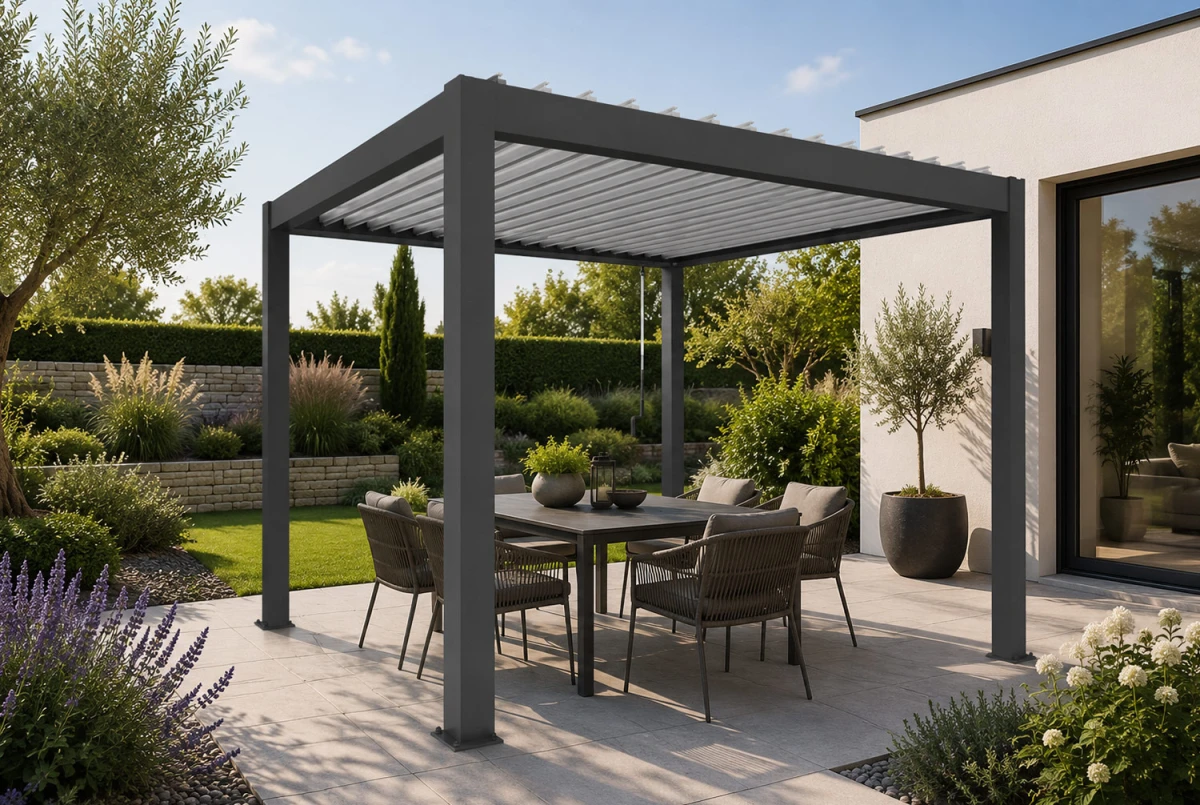 Pergola Biohort T. 4m x 3,5m – Acier Thermolaqué – Garantie 20 ans