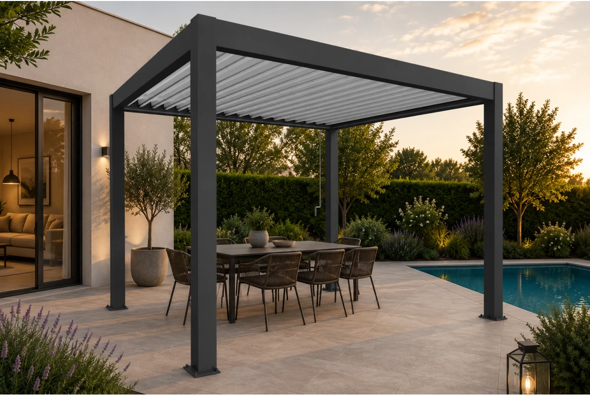 Pergola Biohort T. 4m x 3,5m – Acier Thermolaqué – Garantie 20 ans
