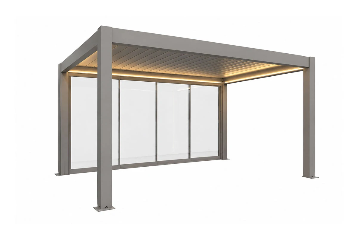 Paroi coulissante en verre transparent T. 3 m