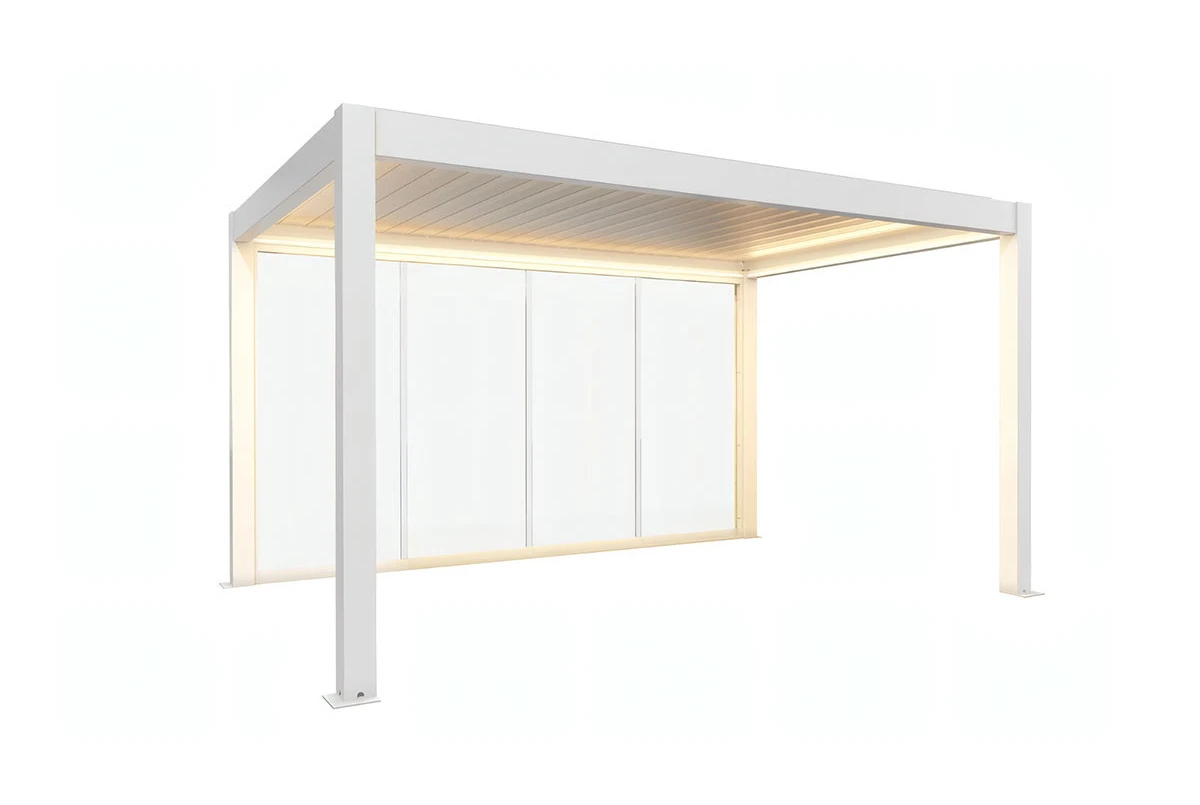 Paroi coulissante en verre transparent T. 3,5 m