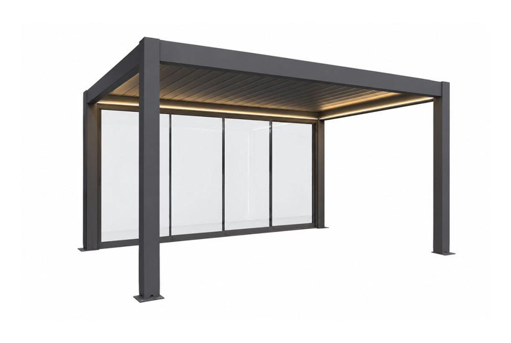 Paroi coulissante en verre transparent T. 5 m