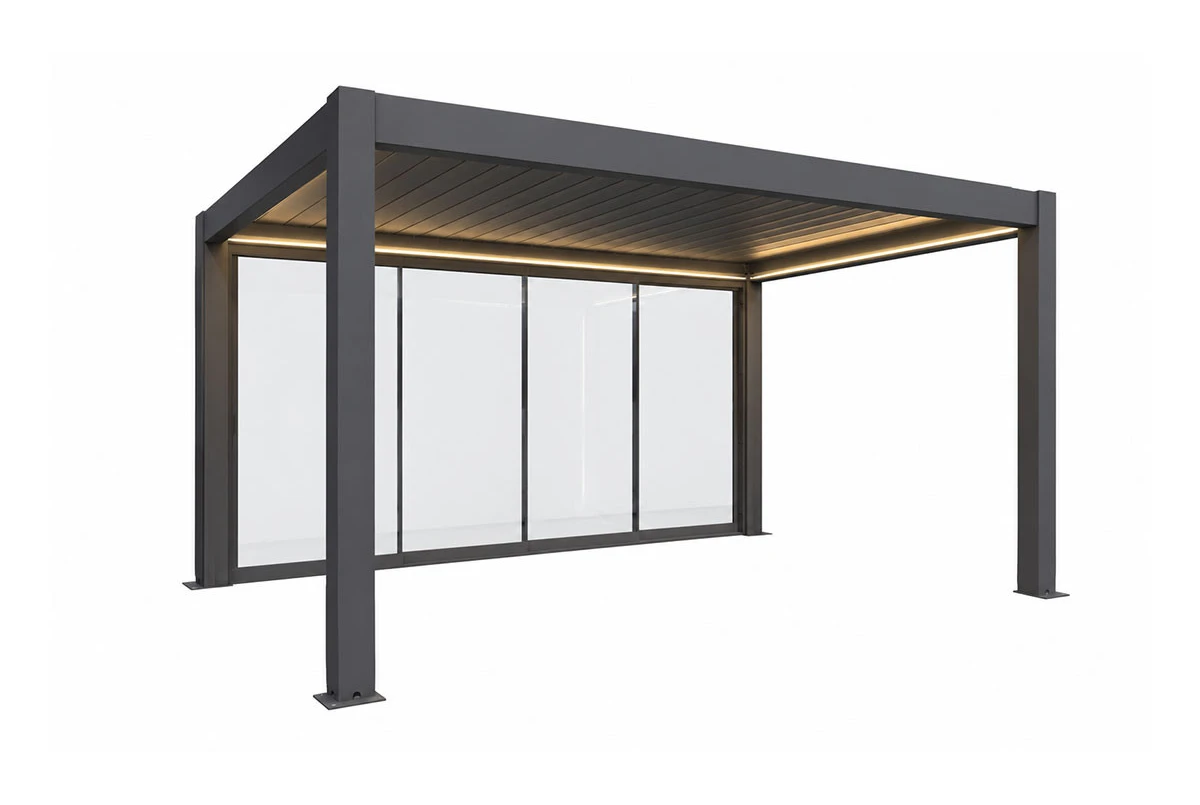 Paroi coulissante en verre transparent T. 6 m