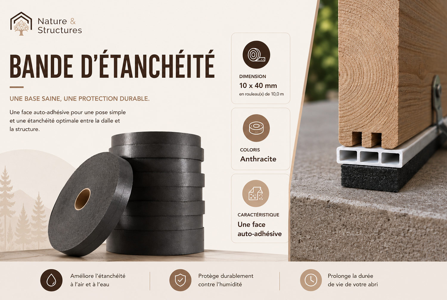 Bande d'isolation adhésive pour soubassement — anti-remontée d'humidité