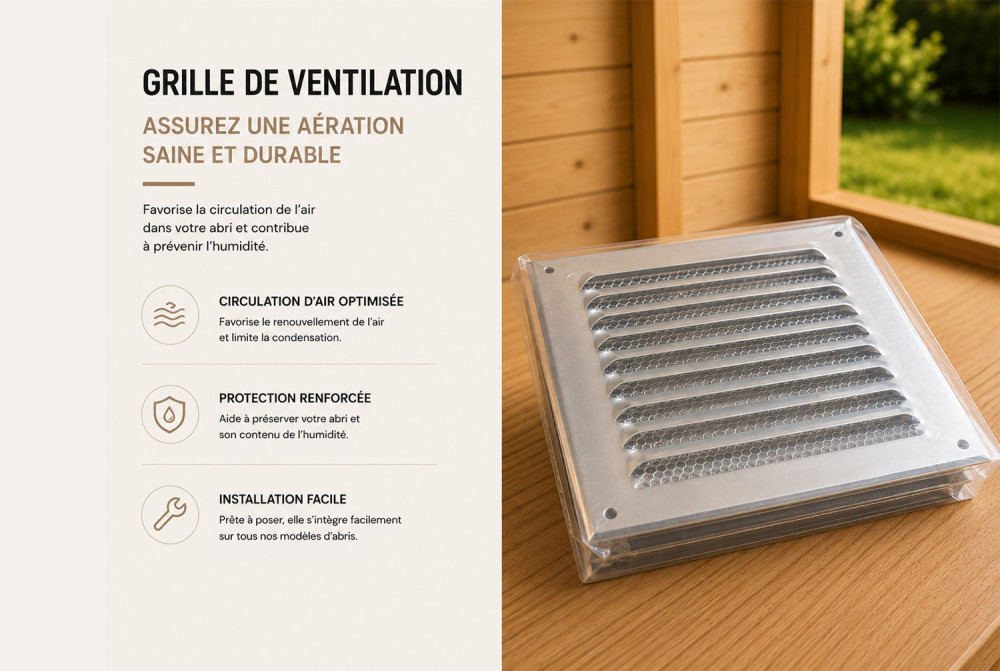 Grilles de ventilation pour abri de jardin – kit 4 pièces – Nature & Structures
