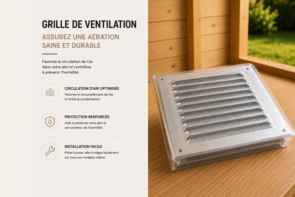 Grilles de ventilation pour abri de jardin – kit 4 pièces – Nature & Structures