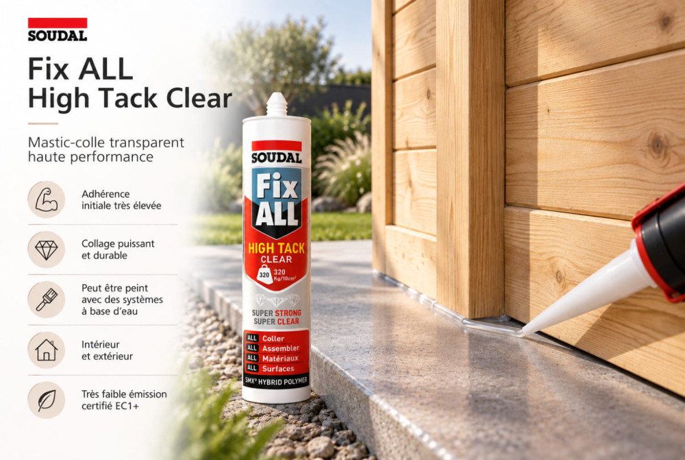 Mastic-colle MS Fix ALL High Tack Clear, transparent, cartouche de 290 ml – Nature & Structures
