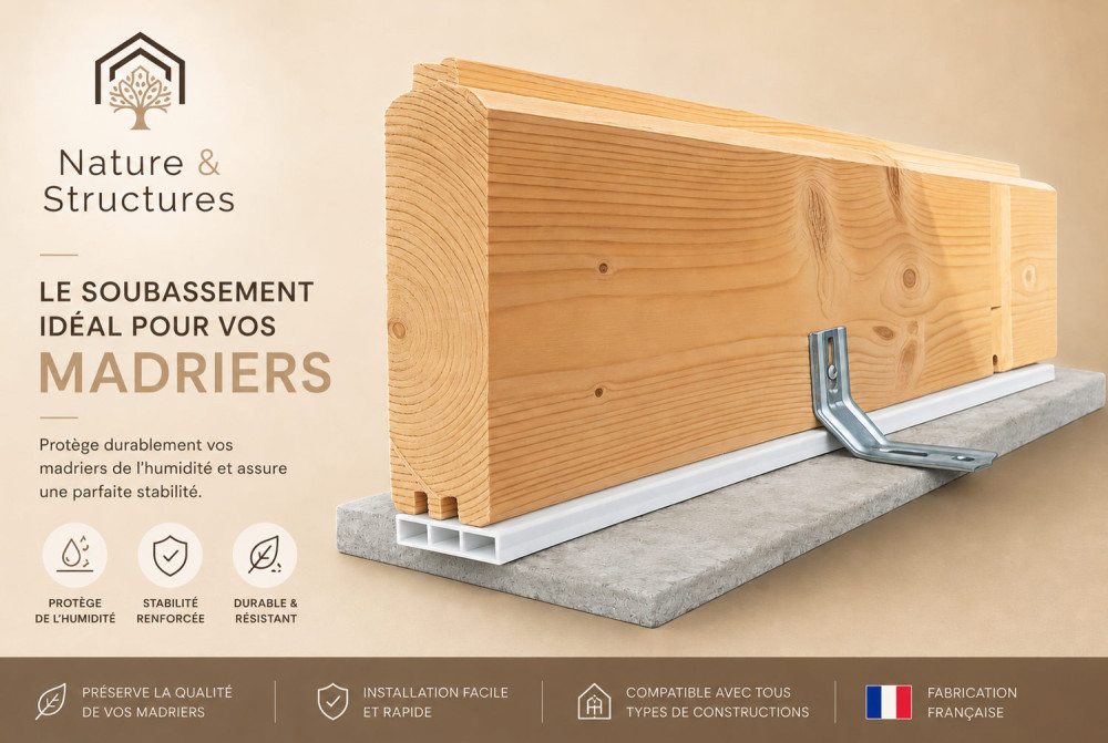 Soubassement PVC 2 m pour abri de jardin bois : largeur 38 mm