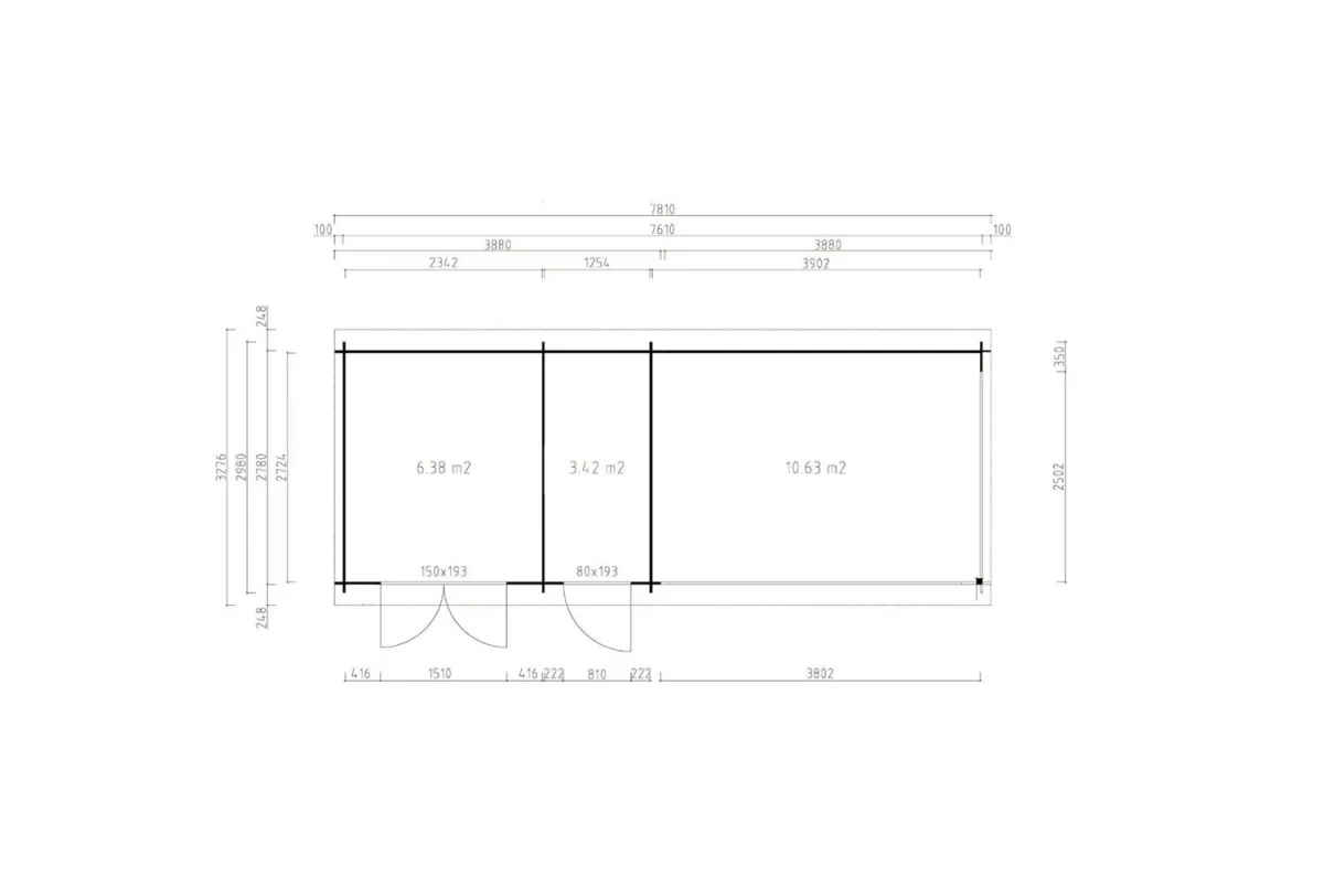 Abri de jardin bois traité autoclave ALIZÉ D - Toit plat avec auvent - 6,38 m² + auvent 3,42 m² - Madriers 28 mm