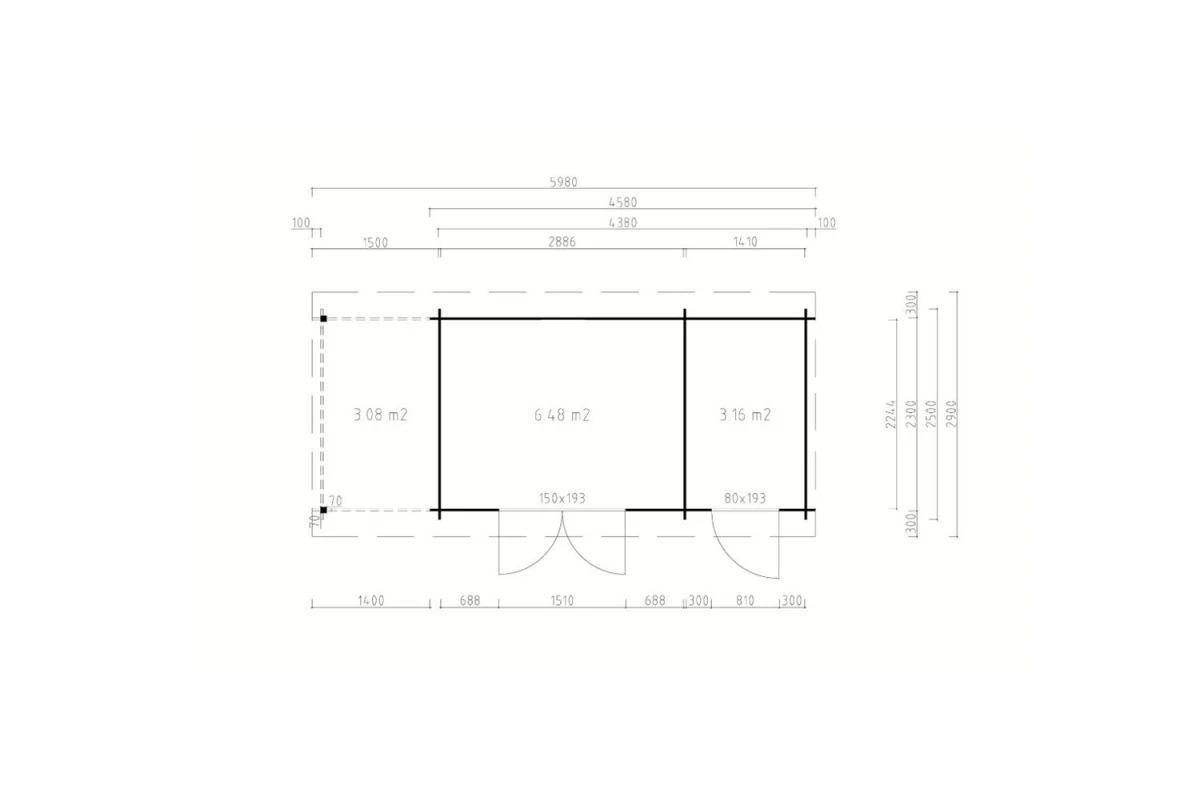 Abri de jardin bois traité autoclave ALIZÉ F - Toit plat avec appentis - 2 pièces - 9,64m² + 3,16 m² - Madriers 28 mm