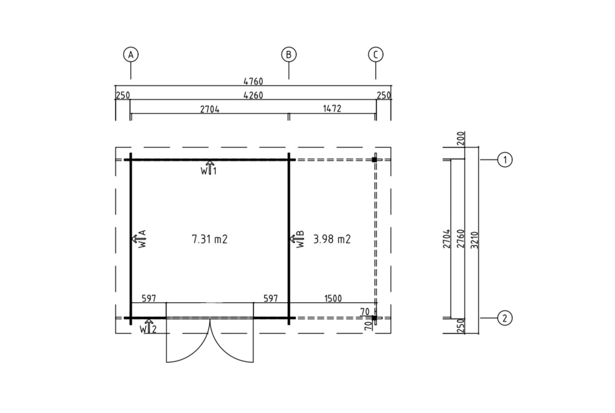 Abri de jardin bois traité autoclave HORIZON 3G - Toit plat avec appentis - 7,31 m² + 3,98 m² - Madriers 28 mm