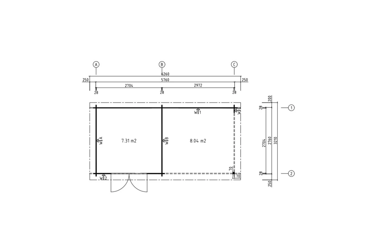 Abri de jardin HORIZON 3J 28mm - 7,31m² intérieur avec auvent de 8,04m²