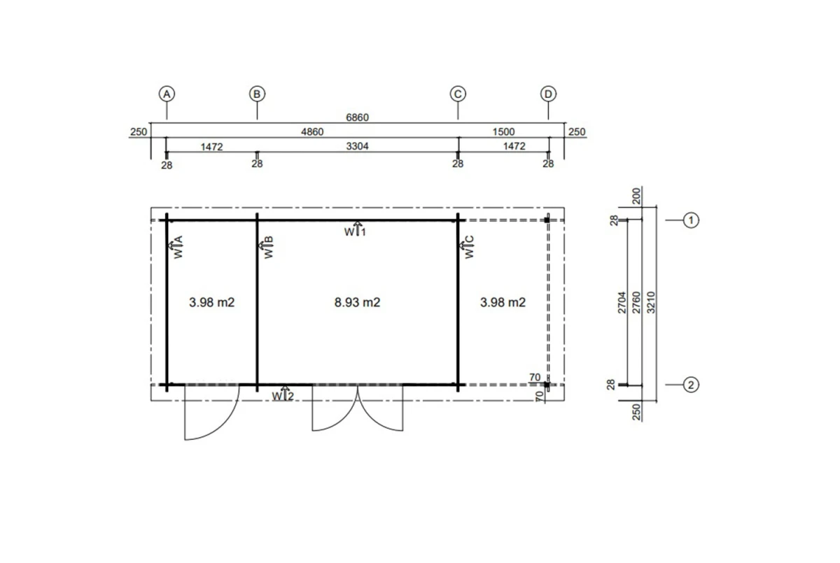 Abri de jardin bois traité autoclave HORIZON 4I - Toit plat avec appentis - 2 pièces - 12,91 m² + 3,98 m² - Madriers 28 mm