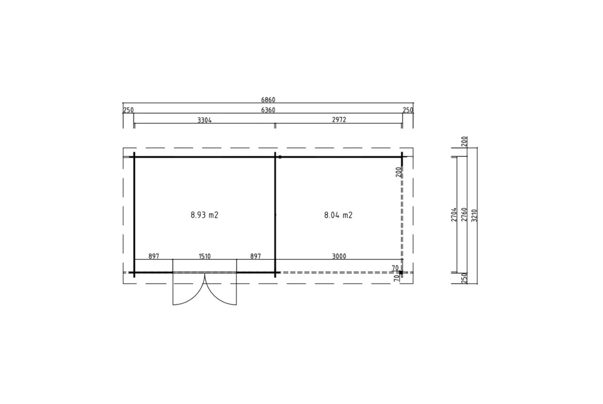 Abri de jardin bois brut HORIZON 4J - Toit plat avec auvent - 8,93 m² + 8,04 m² - Madriers 28 mm