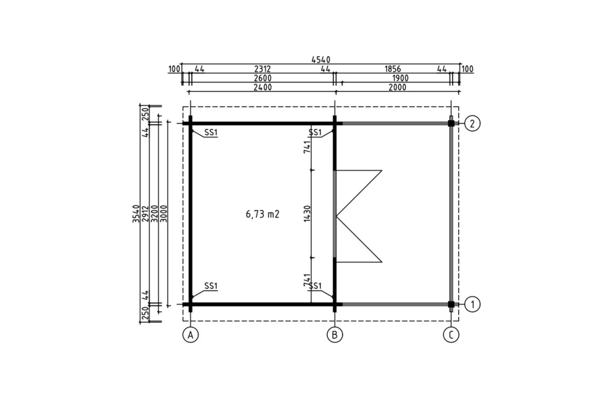 Abri de jardin bois autoclave SIGNATURE A - Toit double pente - 6,73 m² + 6 m² - Madriers 44 mm