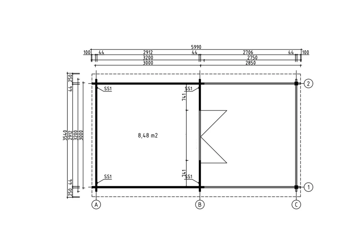 Abri de jardin bois autoclave SIGNATURE C - Toit double pente - 8,48 m² + 8,55 m²- Madriers 44 mm