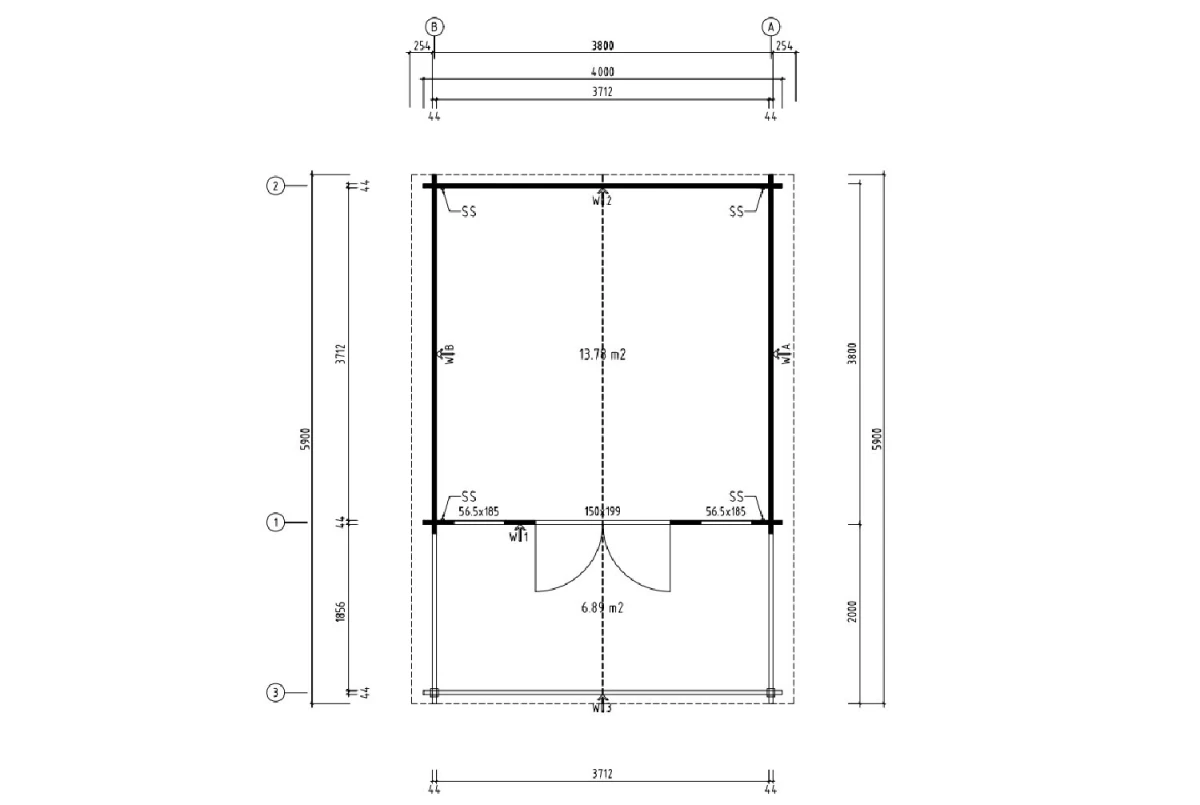 Abri de jardin bois brut SIGNATURE F - Toit double pente - 13,78 m² + 6,89 m² - Madriers 44 mm