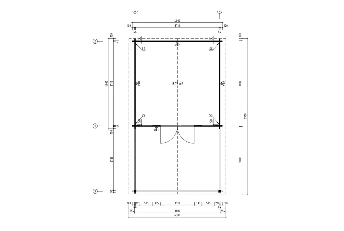 Abri de jardin bois brut SIGNATURE G - Toit double pente - 13,78 m² + 11,4 m² - Madriers 44 mm