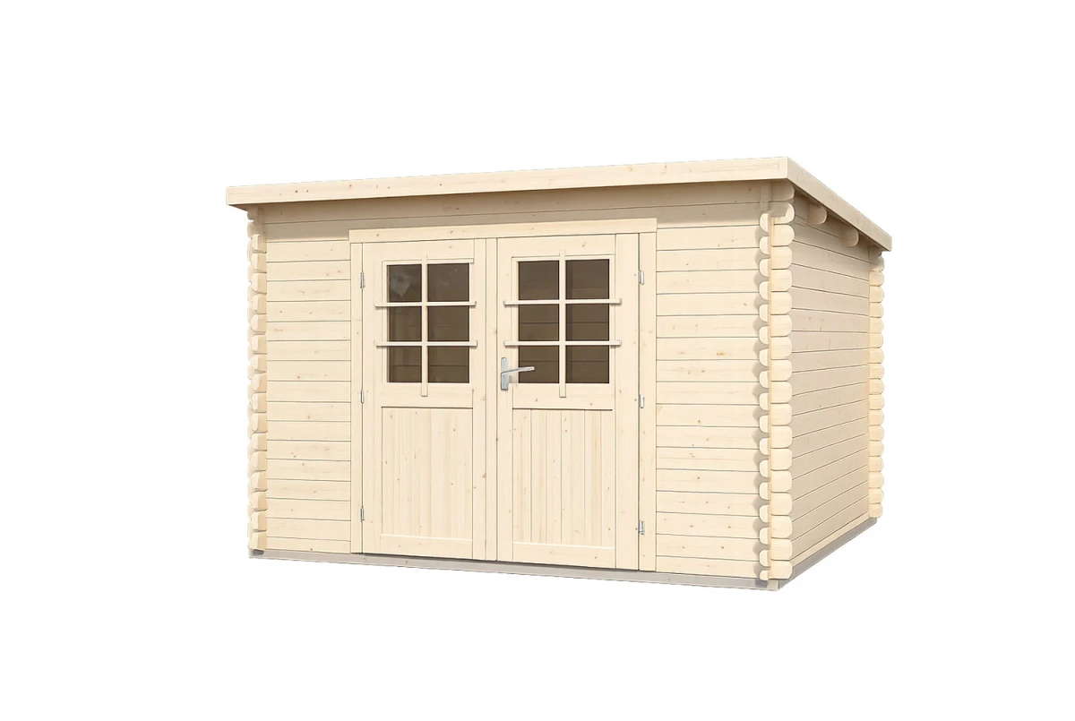 Abri de jardin bois brut Toit monopente ESSENTIEL 5 - 5,04 m² - Madriers 28 mm