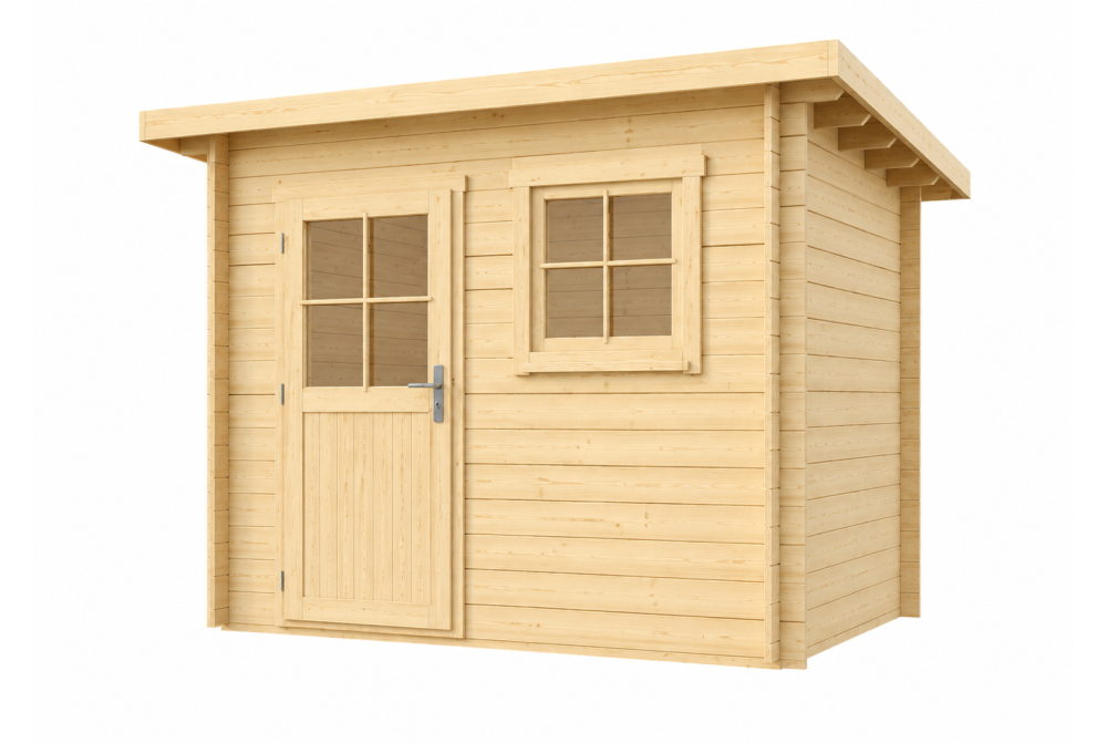 Abri de jardin bois brut HORIZON 3B - Toit plat - 7,31 m² - Madriers 28 mm