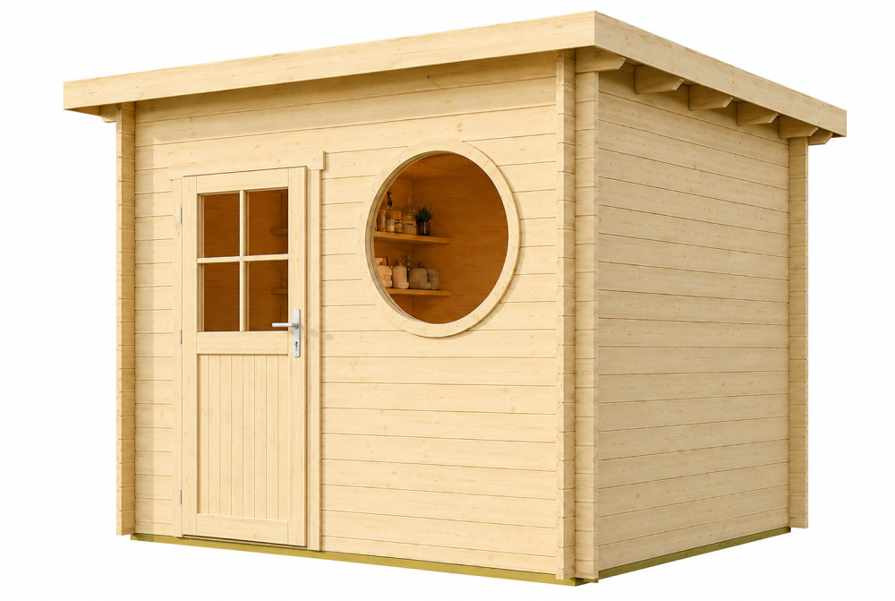 Abri de jardin bois brut HORIZON 3N - Toit plat - 7,14 m² - Madriers 44 mm