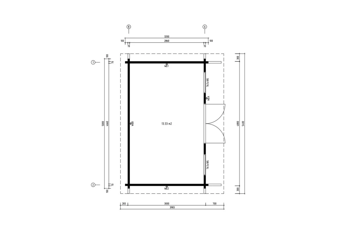 Chalet de jardin bois brut CANOPÉE 70 D - Toit monopente - 13,33 m² - Madriers 70 mm contrecollés