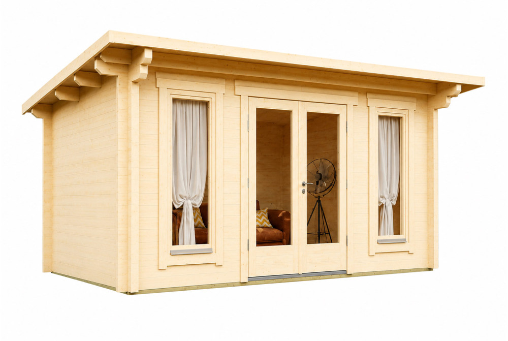 Chalet de jardin bois brut CANOPÉE 70 D - Toit monopente - 13,33 m² - Madriers 70 mm contrecollés