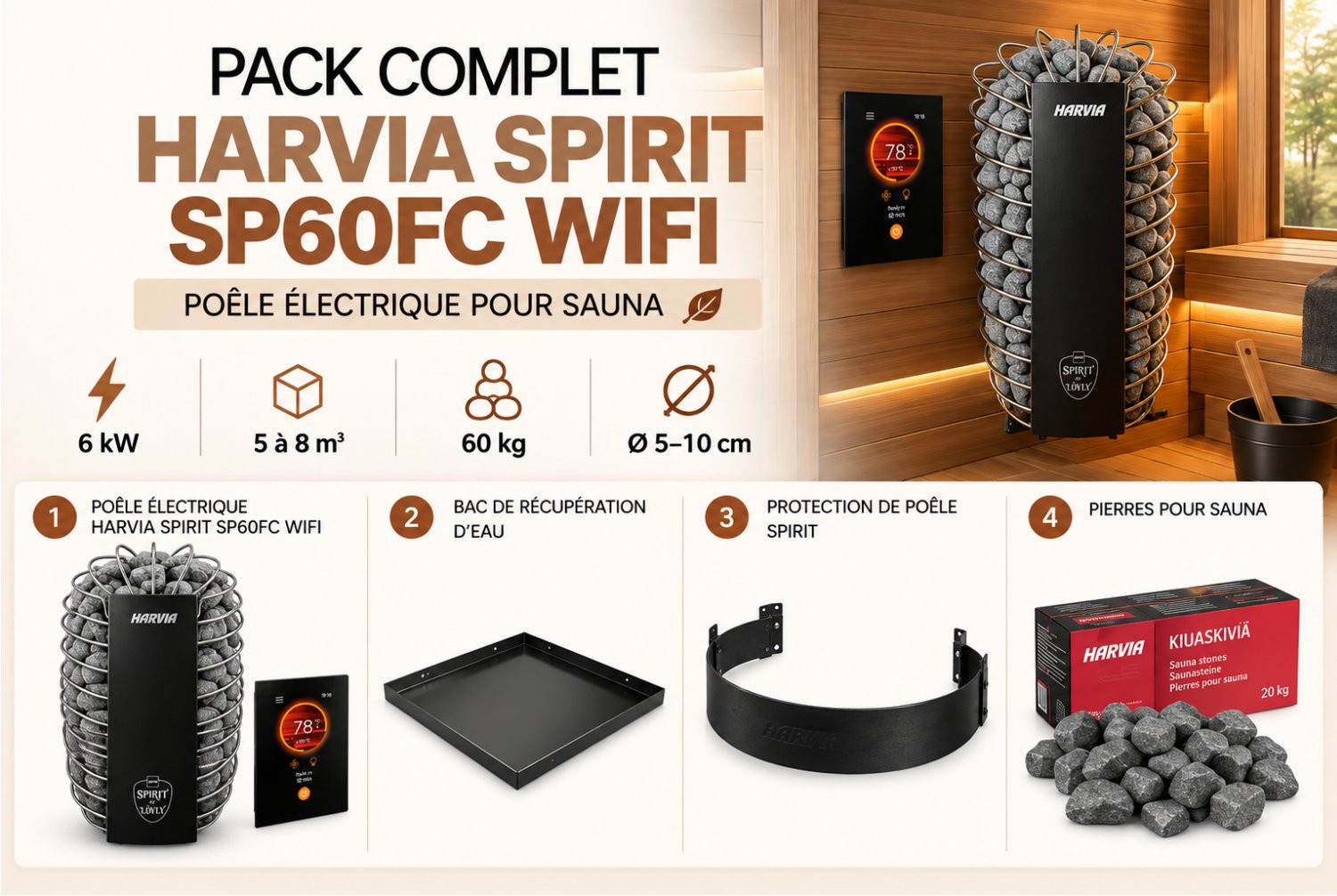 PACK HARVIA SPIRIT SP60FC WIFI - ELECTRIQUE
