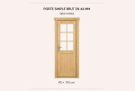 Kit porte simple semi-vitrée bois brut pour abri ou garage de 44mm - 90x199 cm - Double vitrage