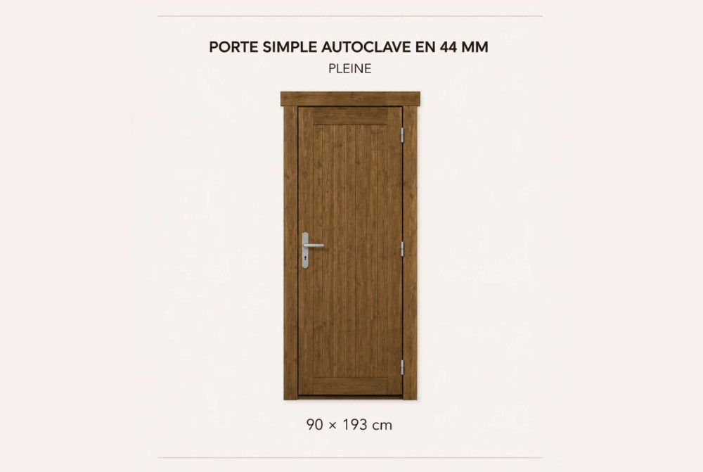 Porte simple pleine bois autoclave 90 x 199 cm