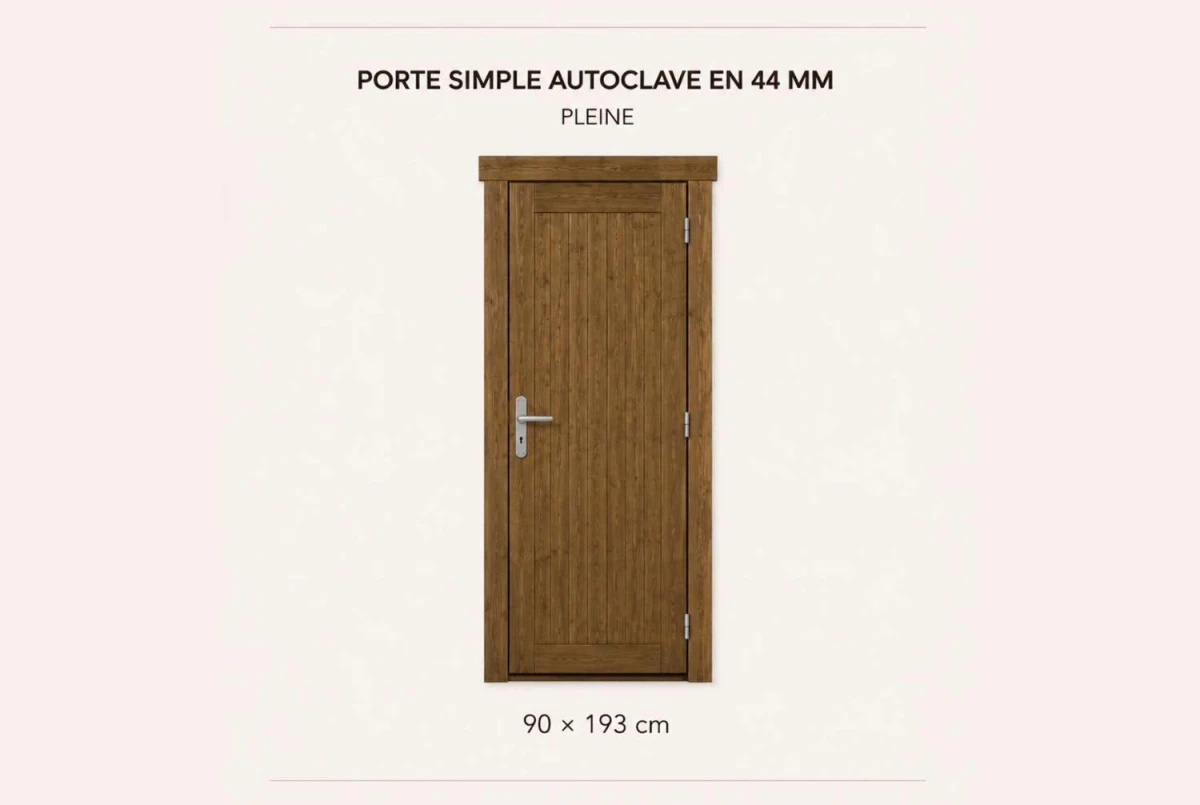 Porte simple pleine bois autoclave 90 x 199 cm