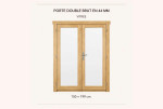 Kit porte double vitrée bois brut pour abri ou garage de 44mm - 150x199 cm - Double vitrage