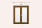 Kit porte double vitrée bois autoclave pour abri ou garage de 44mm - 150x199 cm - Simple vitrage