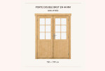 Kit porte double semi-vitrée bois brut pour abri ou garage de 44mm - 150x199 cm - Double vitrage