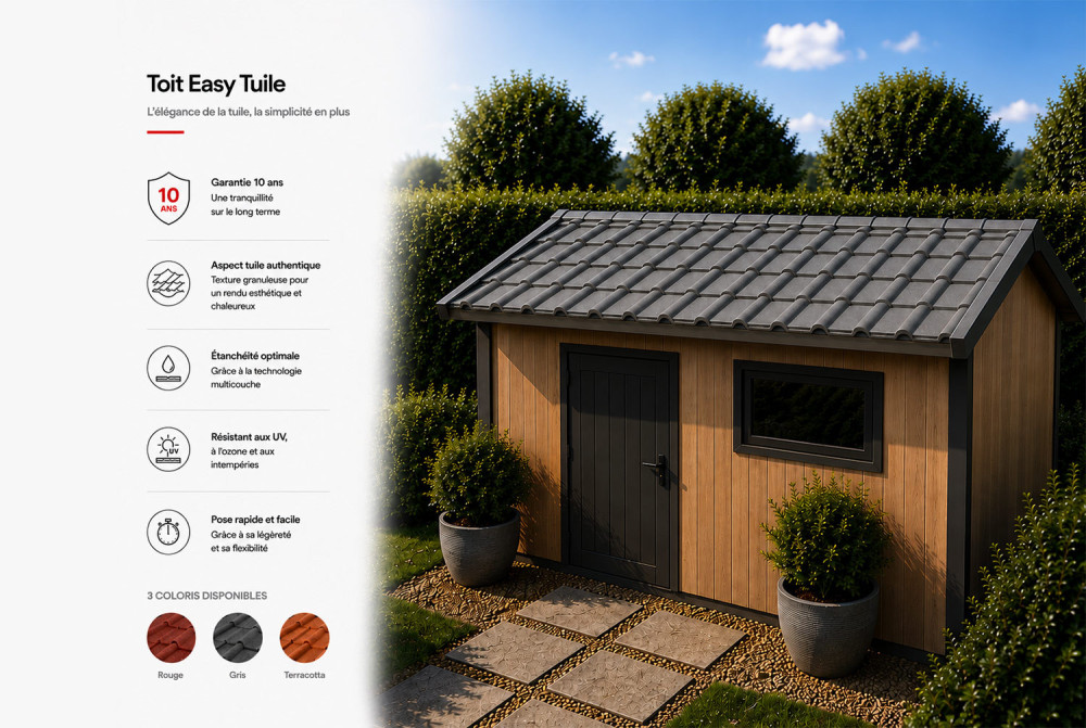 Solution de toiture EASY TUILE pour abri de jardin CELESTE 19
