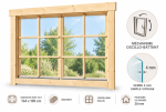Fenêtre supplémentaire bois brut pour abri ou garage de 28mm - 134x105 cm - Simple vitrage