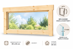 Fenêtre supplémentaire bois brut pour abri ou garage de 28mm - 90x50 cm - Simple vitrage