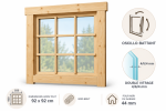 Fenêtre supplémentaire bois brut pour abri ou garage de 44mm - 92x92 cm - Double vitrage