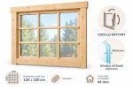 Fenêtre supplémentaire bois brut pour abri ou garage de 44mm - 134x105 cm - Double vitrage
