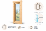 Fenêtre supplémentaire bois brut pour abri ou garage de 44mm - 56,5x185 cm - Double vitrage