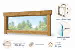 Fenêtre supplémentaire bois autoclave pour abri ou garage de 44mm - 90x50 cm - Simple vitrage