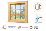 Fenêtre supplémentaire bois contrecollé pour chalet ou garage de 70mm - 92x92 cm - Double vitrage - Système 1 main