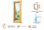 Fenêtre supplémentaire bois contrecollé pour chalet ou garage de 70mm - 56,5x185 cm - Double vitrage - Système 1 main