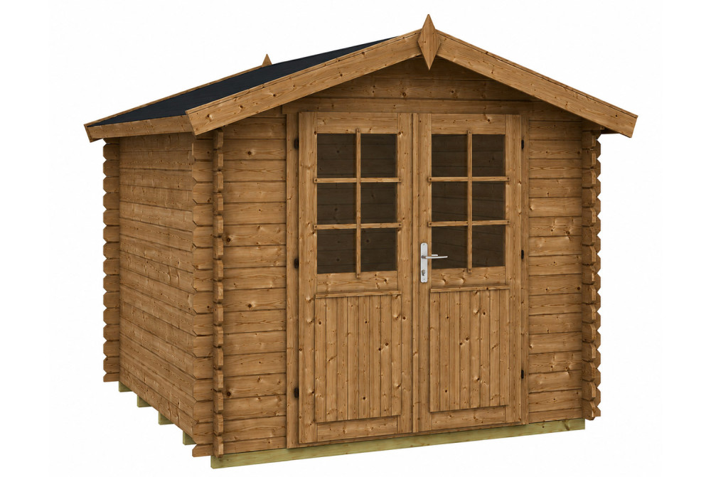 Abri de jardin bois traité autoclave ORIGINE 1B - Toit double pente - 4,18 m² - Madriers 28 mm