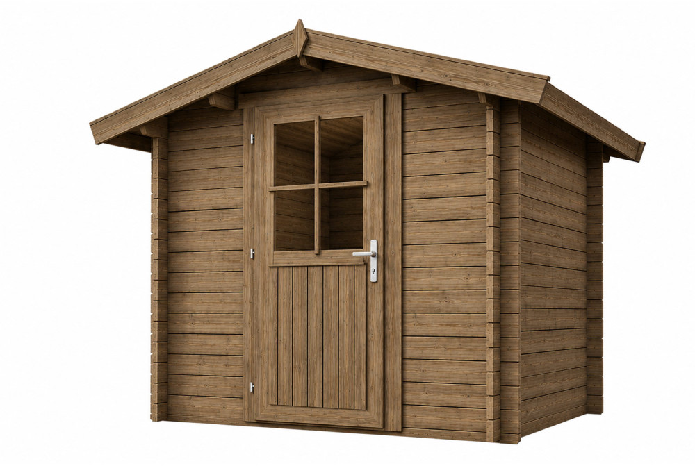 Abri de jardin bois traité autoclave ORIGINE 1A - Toit double pente - 4,18 m² - Madriers 28 mm