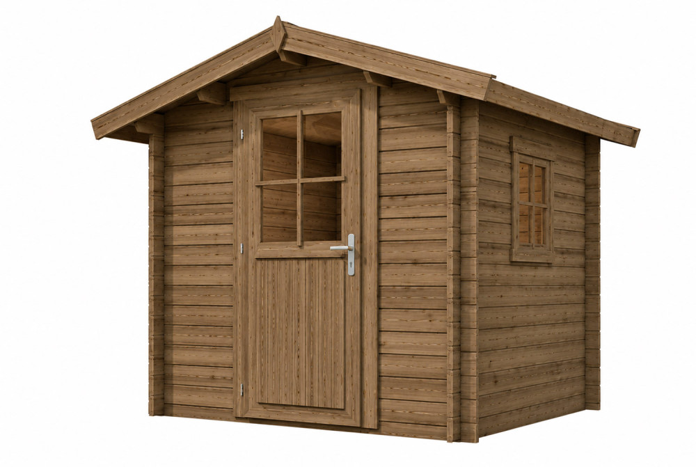 Abri de jardin bois traité autoclave ORIGINE 1C - Toit double pente - 4,18 m² - Madriers 28 mm